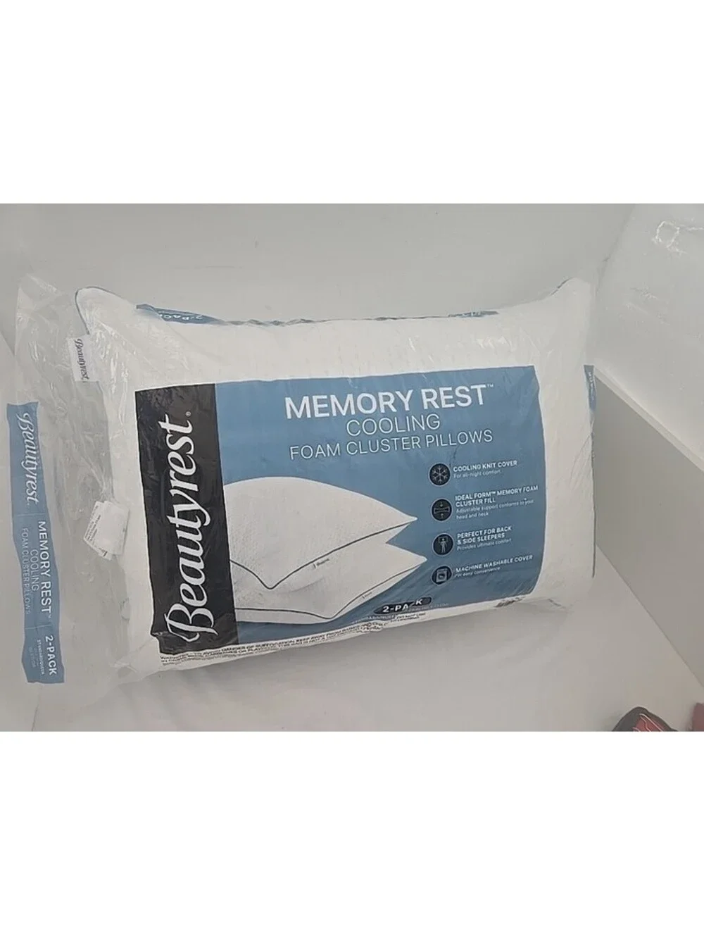 Beautyrest 2 pack memory rest cooling pillow 20X 28 inch